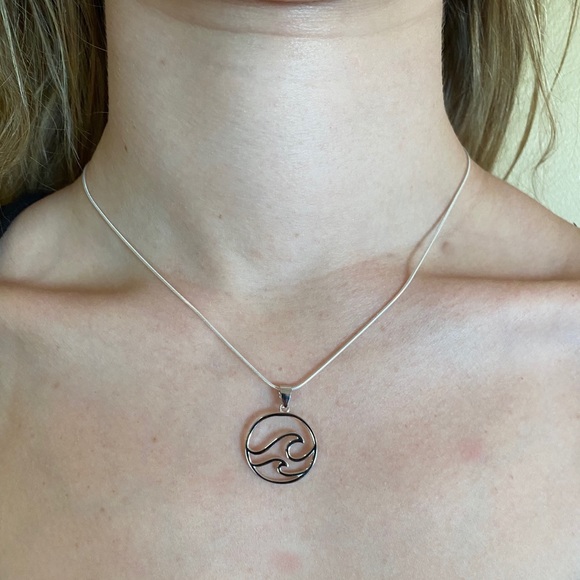 Sterling Silver Wave Necklace - Picture 3 of 12